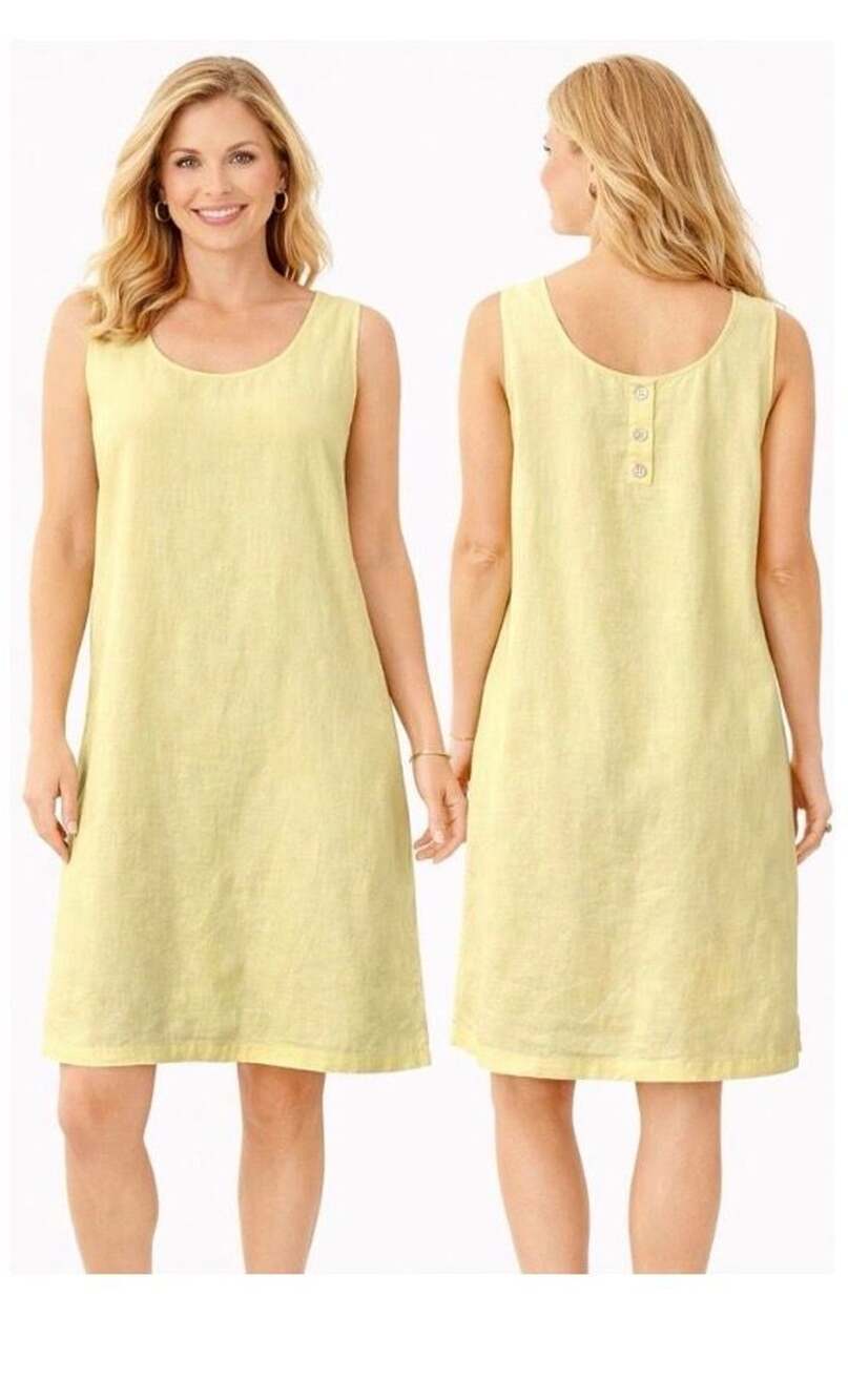 J. Jill Love Linen Sleeveless A-Line Shift Dress, Pockets, Large Tall - Picture 11 of 11